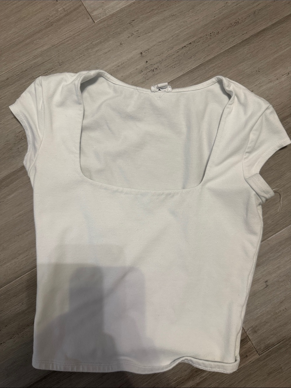 Garage White Square-Neck Short Sleeve Top